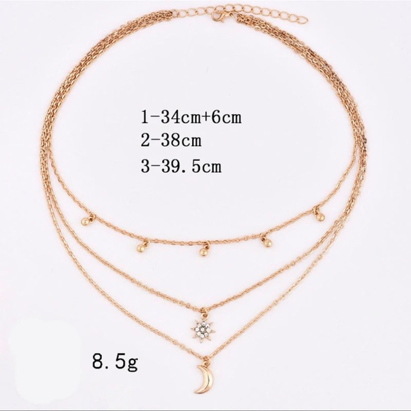 2/$10 NEW! Moon and Star Multilayer Necklace Boho Cute Celestial - Picture 4 of 4